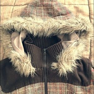 BB Dakota Faux Fur Lined Plaid Coat